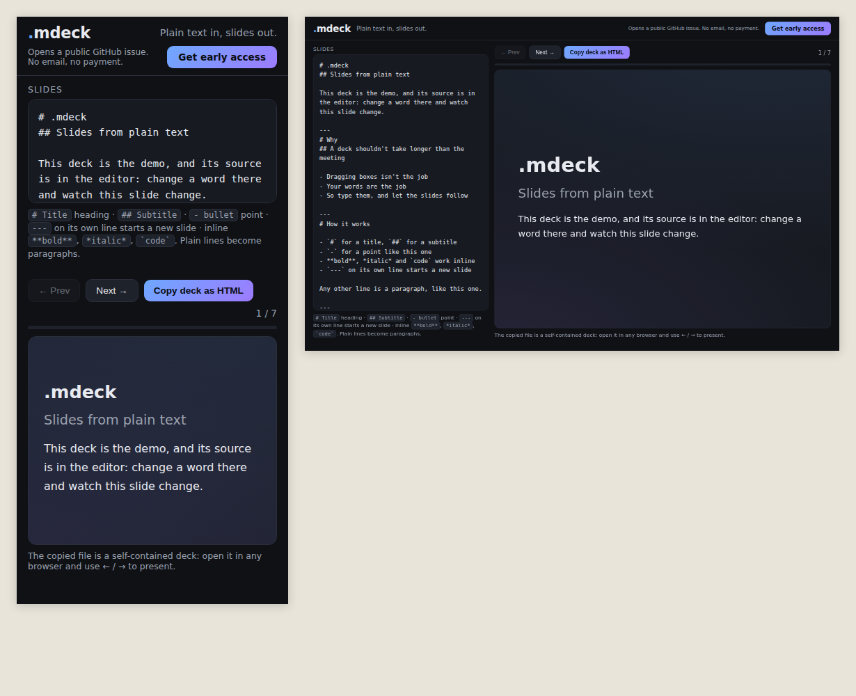 .mdeck at phone and desktop size